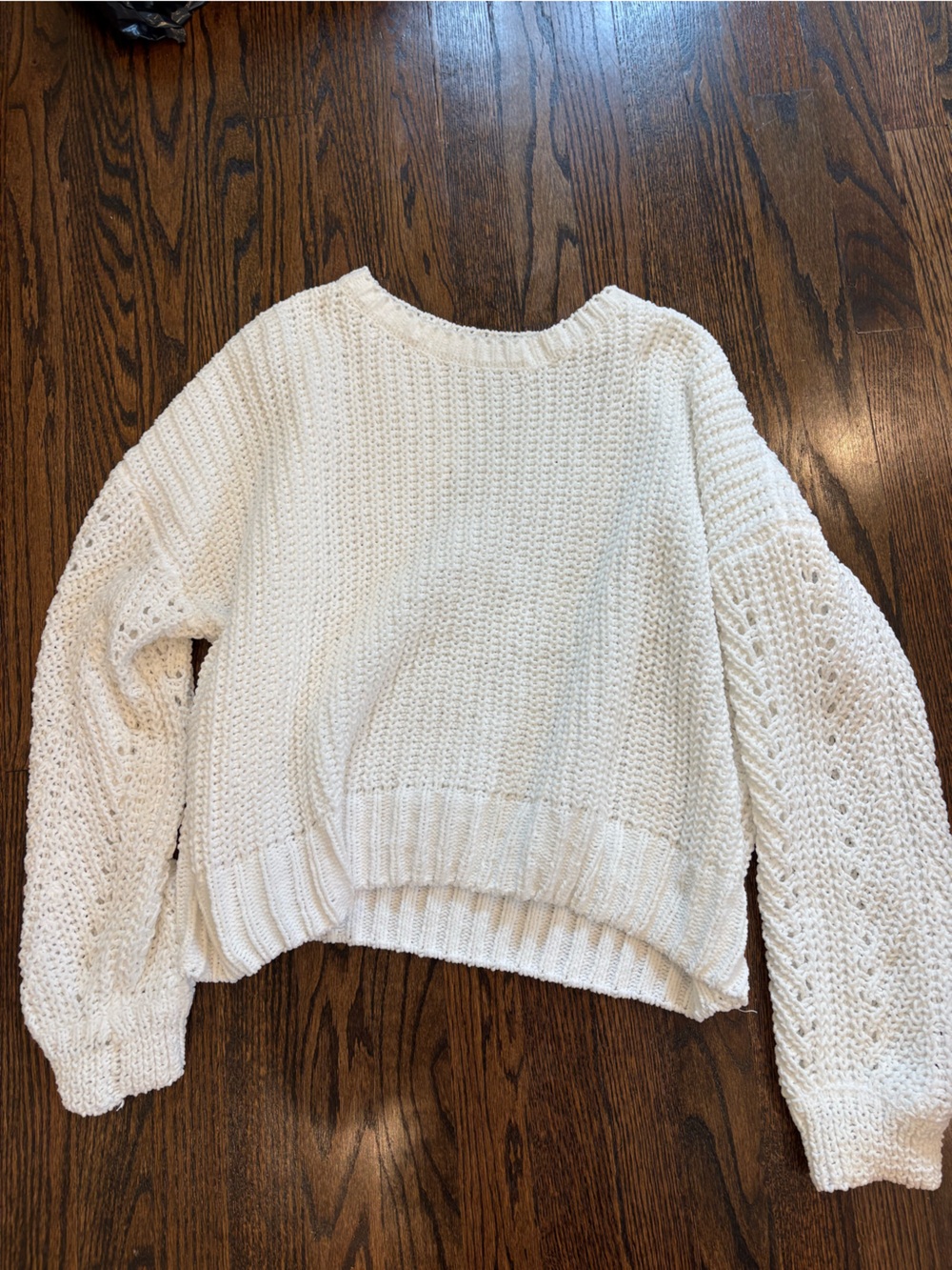 Home Collection Cream Open-Stitch Crewneck Sweater